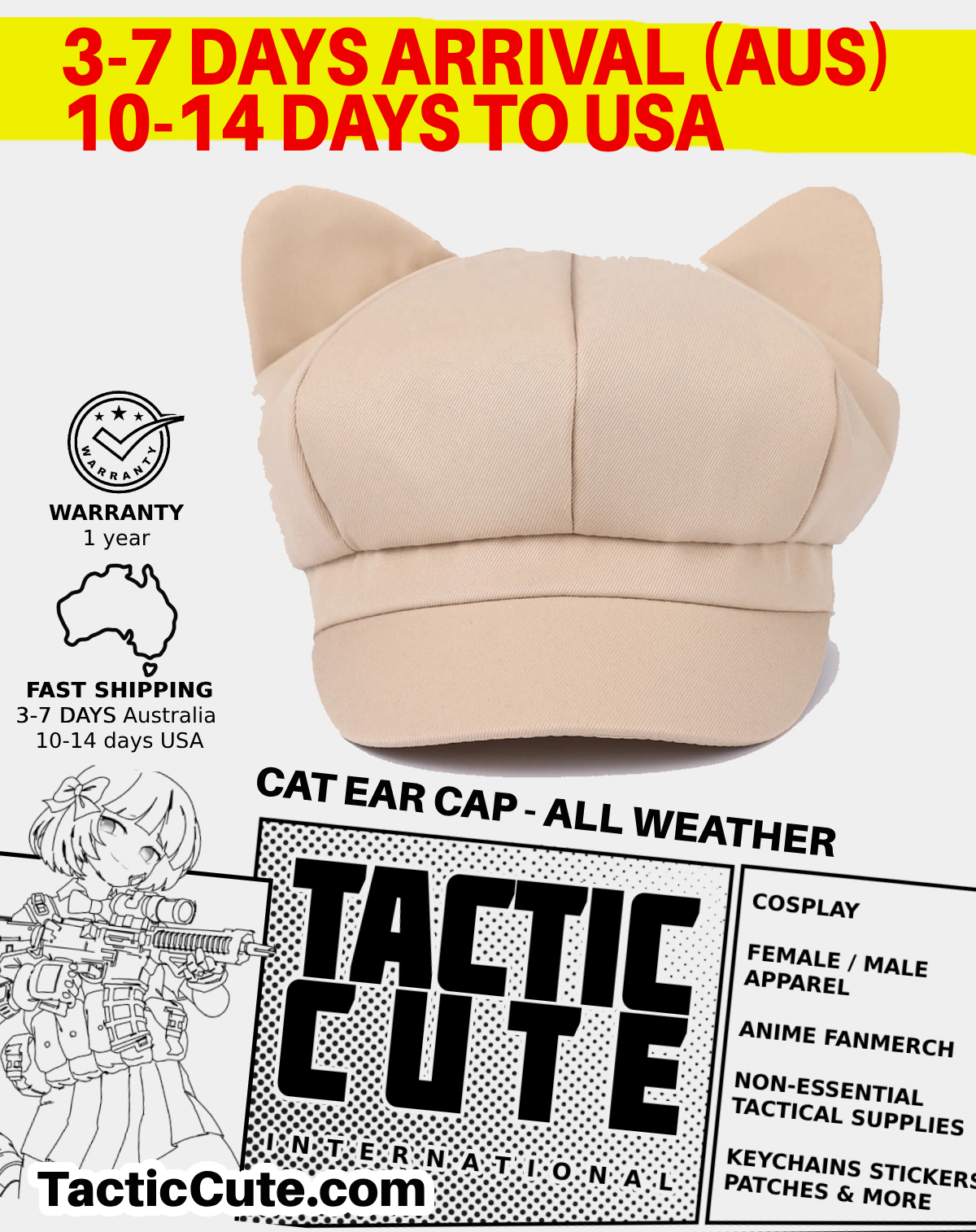 TTC Cat Ear Cappie Miside Cap 4 blue beige white black khaki - NOT DROPSHIPPED