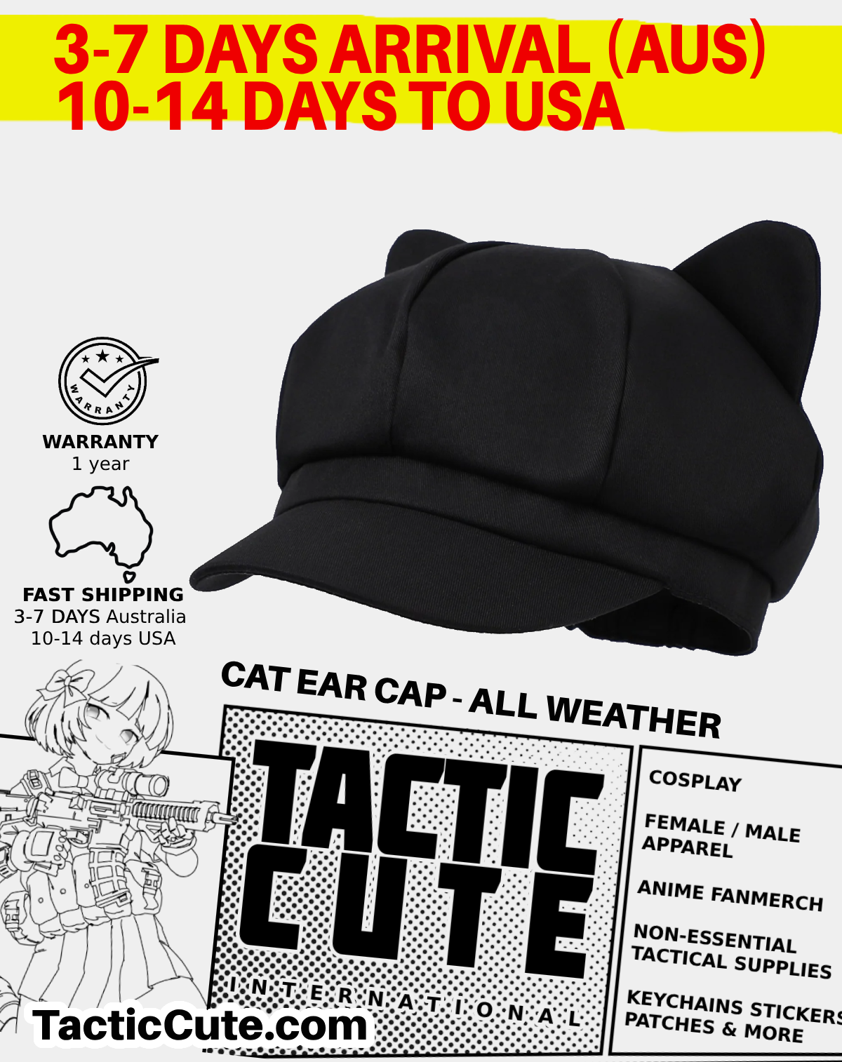 TTC Cat Ear Cappie Miside Cap 4 blue beige white black khaki - NOT DROPSHIPPED