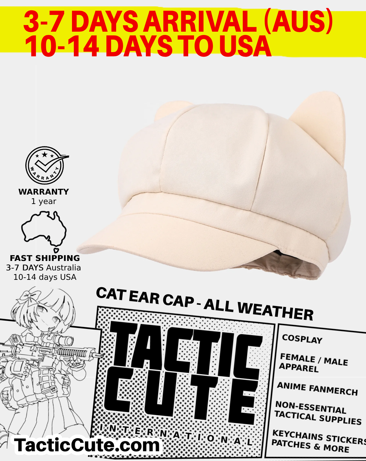 TTC Cat Ear Cappie Miside Cap 4 blue beige white black khaki - NOT DROPSHIPPED