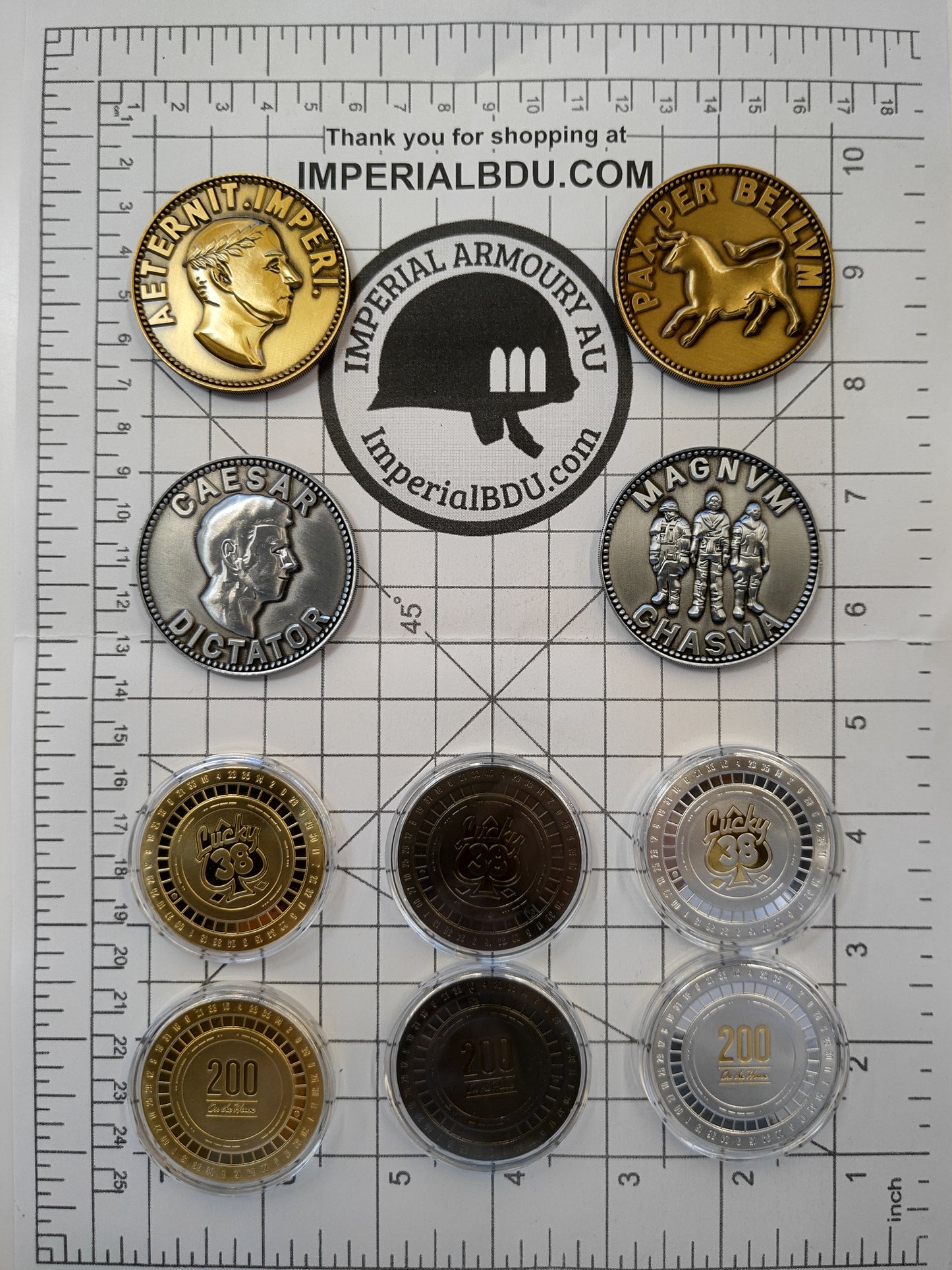Fallout New Vegas FNV - Caesar Legion Denarius & Aureus Gold/Silver, deluxe high profile design