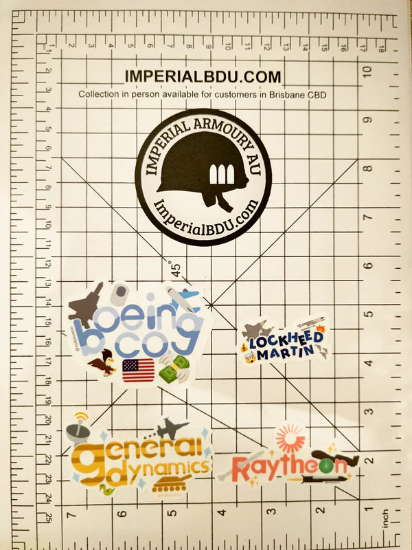 Military Industrial Complex V-tuber Logo Stickers, Boeing, Lockheed Martin, General Dynamics and Raytheon (FREE SHIPPING)