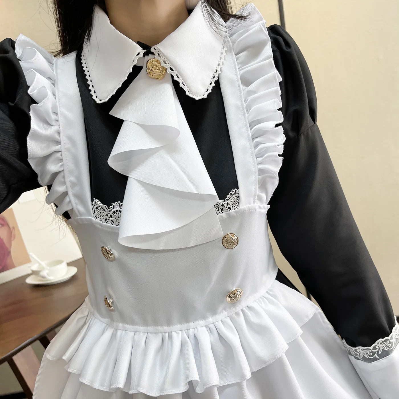 British Aristocracy Cosplay Costumes Women Plus Size Long Sleeve Maid Dress Japanese Kawaii Lace Waitress Coffee Maid Uniform