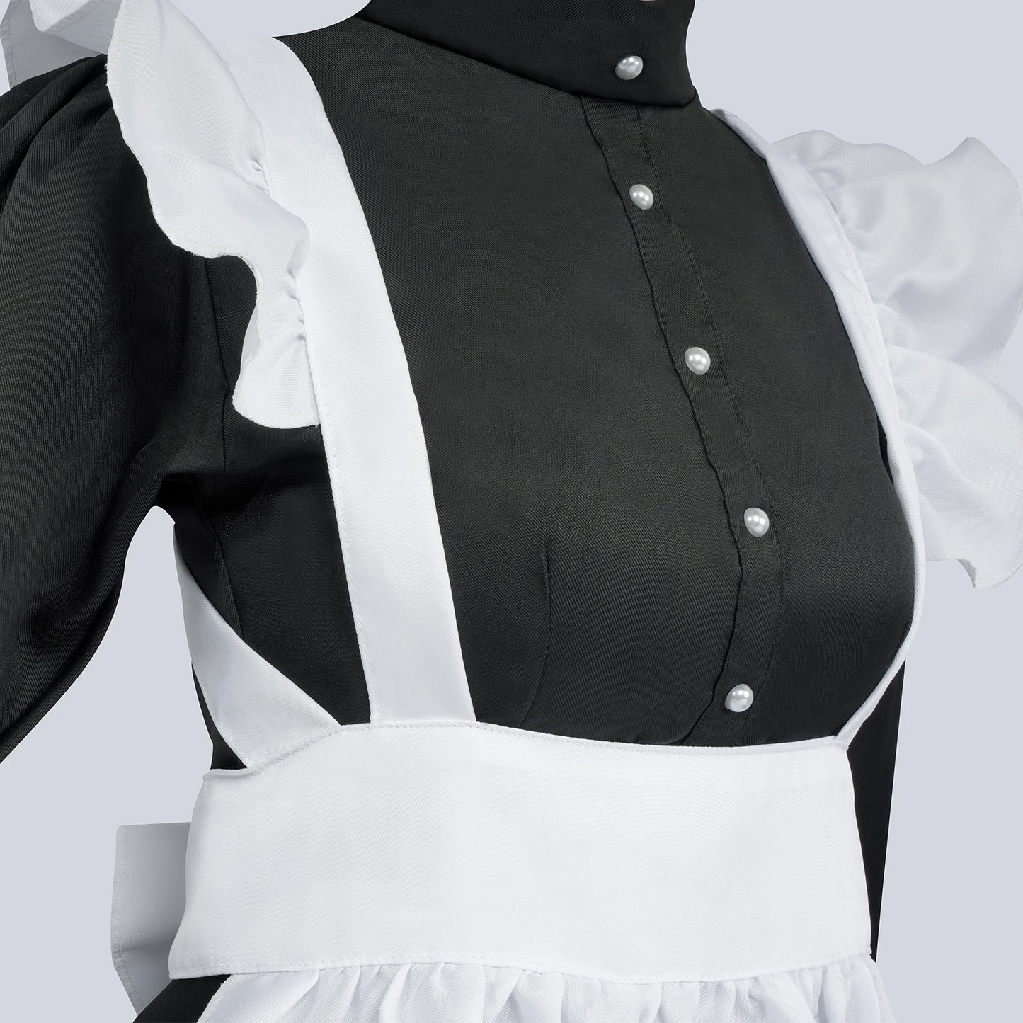 STSVZORR COSplay costume black and white maid clothes British style pearl line long coffee shop maid COS uniform